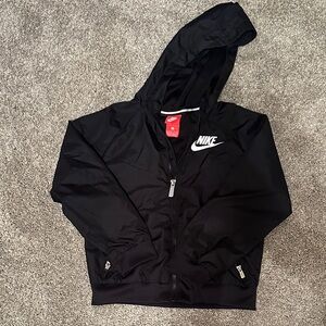 Nike Black Hooded Zip-Up Jacket with White Logo
